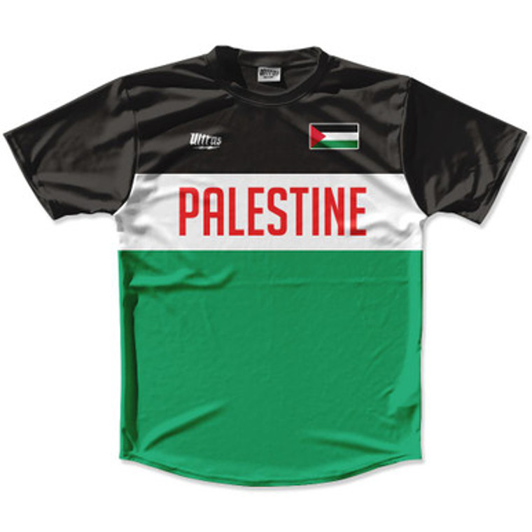 Ultras Palestine Flag Finish Line Running Cross Country Track Shirt Made In USA - Black Green