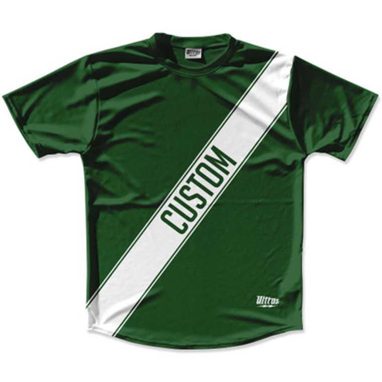 Hunter Green & White Custom Sash Running Shirt Made in USA - Hunter Green & White