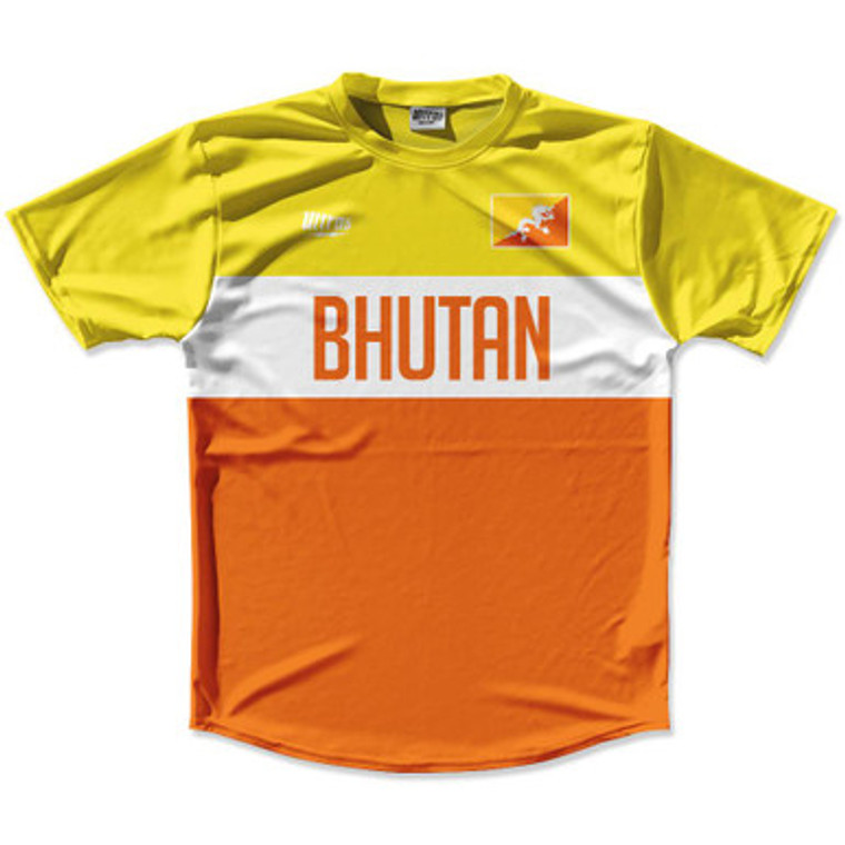 Ultras Bhutan Flag Finish Line Running Cross Country Track Shirt Made In USA - Yellow Orange