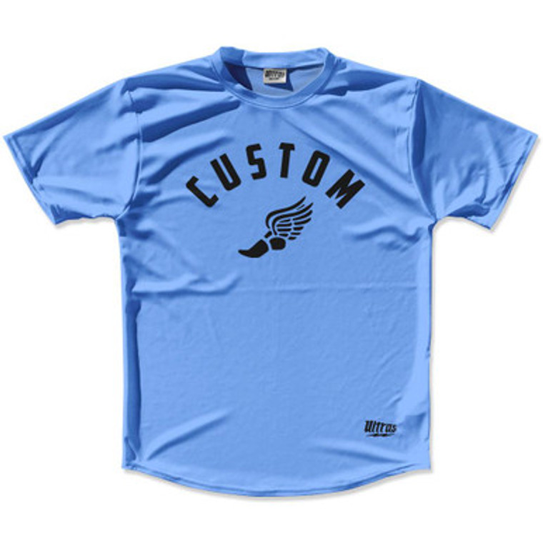 Carolina Blue & Black Custom Track Wings Running Shirt Made in USA - Carolina Blue & Black