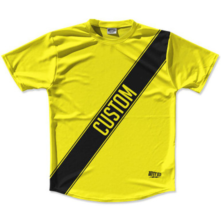 Yellow & White Custom Sash Running Shirt Made in USA - Yellow & White