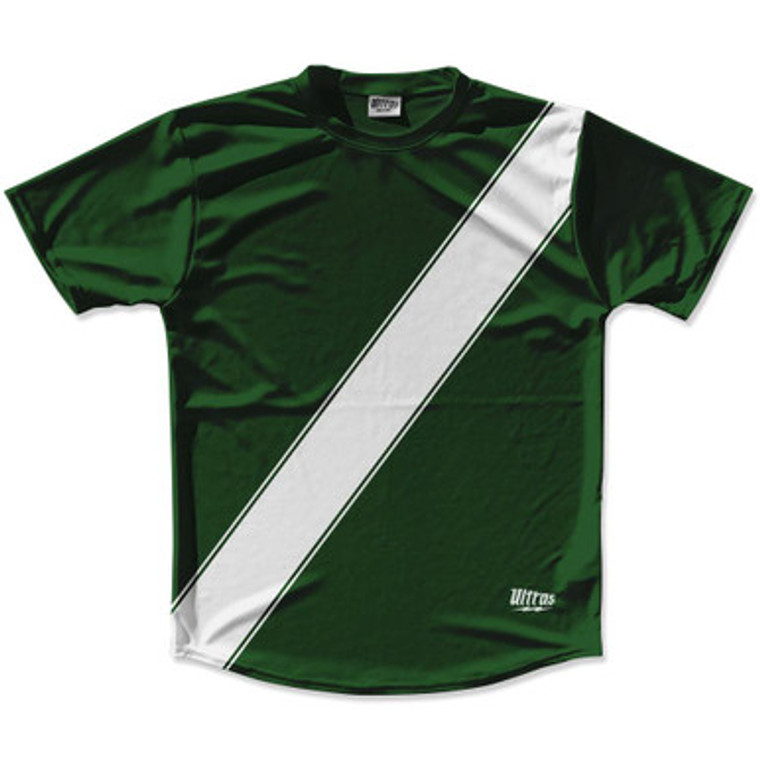 Forest Green & White Sash Running Shirt Made in USA-Forest Green & White
