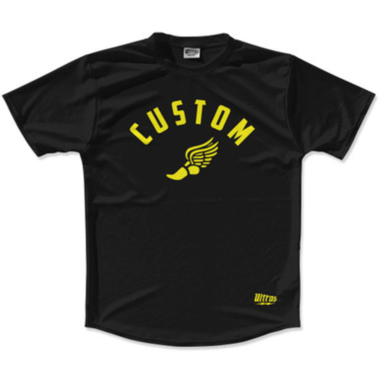 Black & Yellow Custom Track Wings Running Shirt Made in USA - Black & Yellow