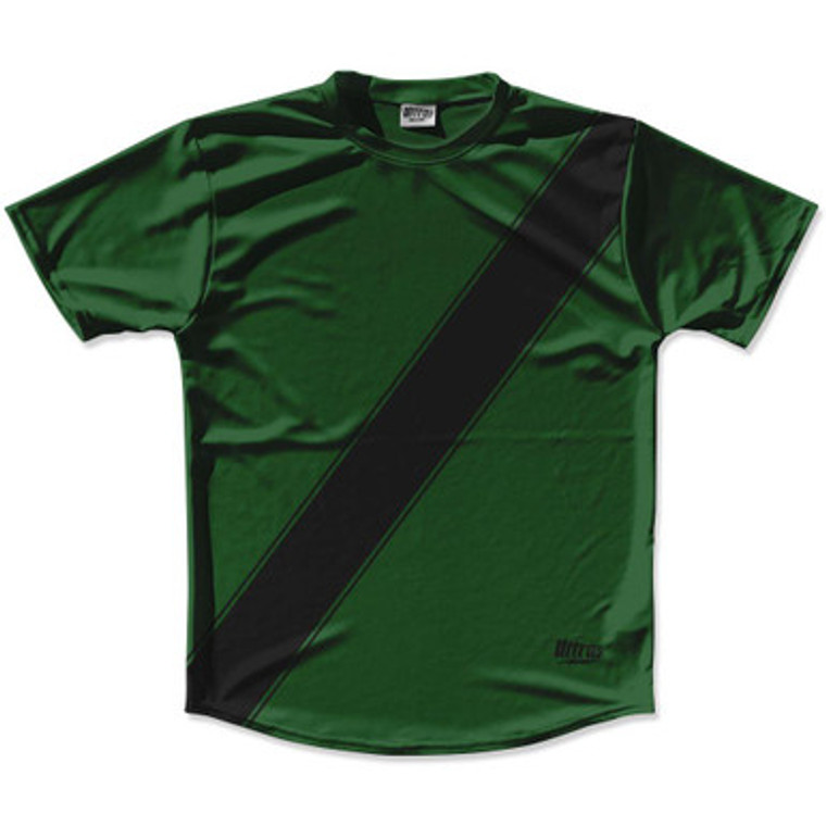 Hunter Green & Black Sash Running Shirt Made in USA - Hunter Green & Black