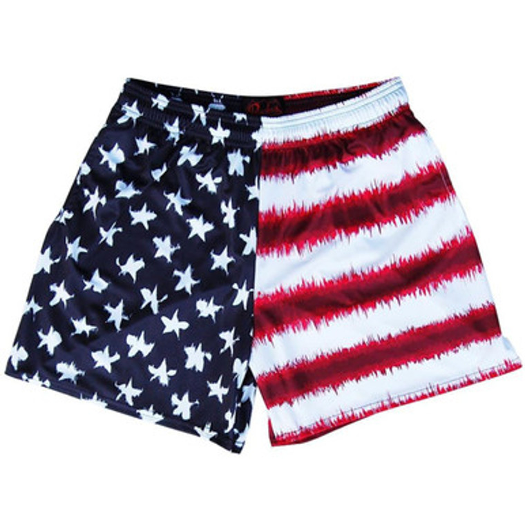 American Flag Tie Dye Rugby Gym Short 5 Inch Inseam With Pockets Made In USA - Tie Dye