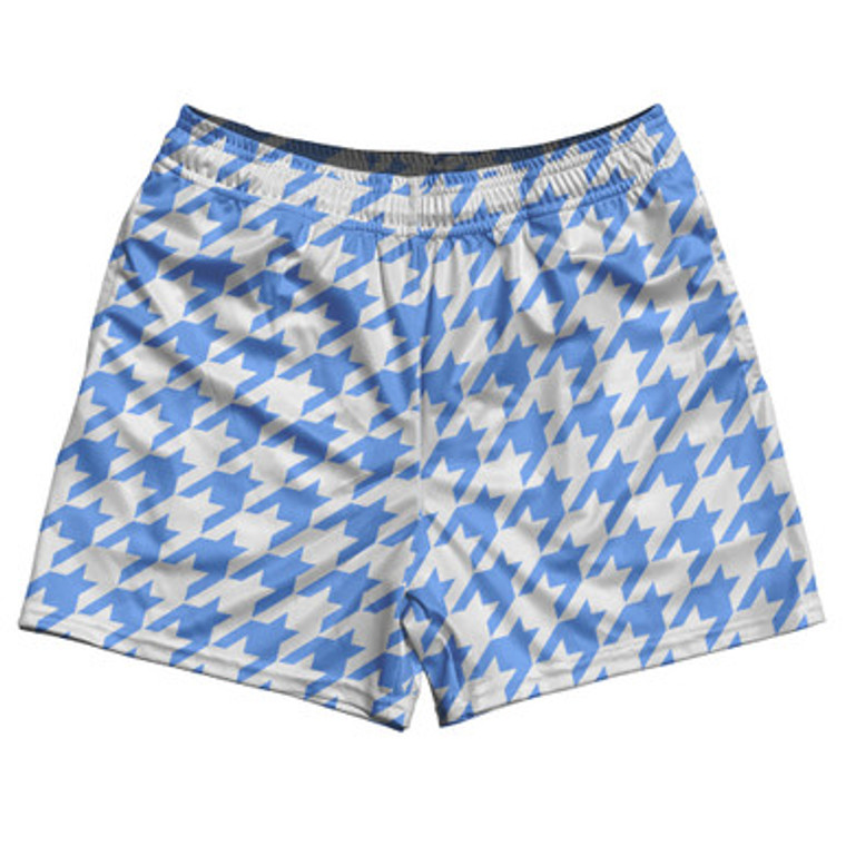 Blue Carolina And White Houndstooth Rugby Gym Short 5 Inch Inseam With Pockets Made In USA