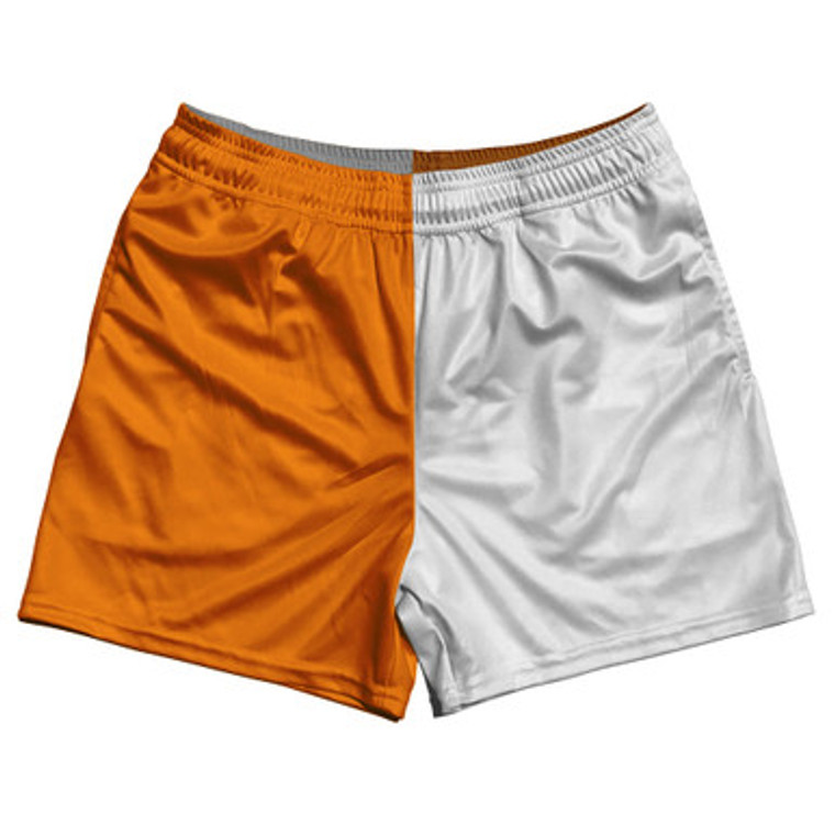 Orange Tennessee And White Quad Color Rugby Gym Short 5 Inch Inseam With Pockets Made In USA