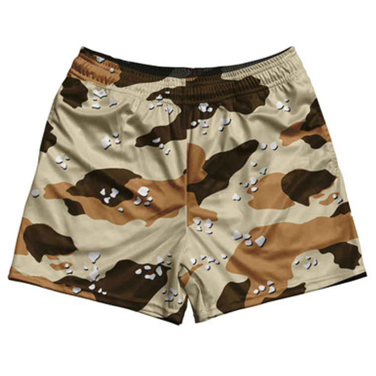 Chocolate Chips Camo Rugby Gym Short 5 Inch Inseam With Pockets Made In USA - Camo