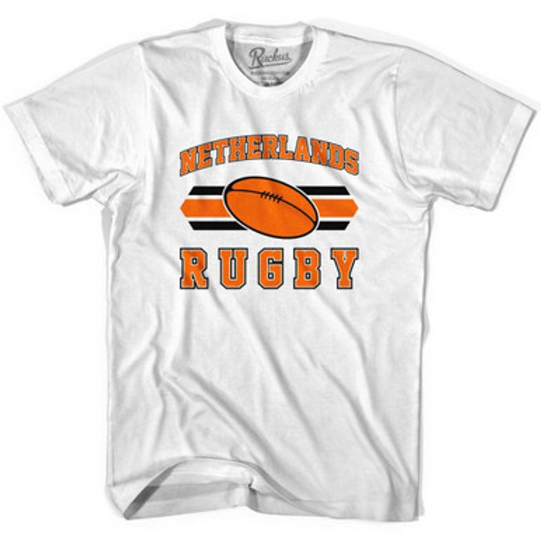 Netherlands 90's Rugby Ball T-shirt-Adult - White