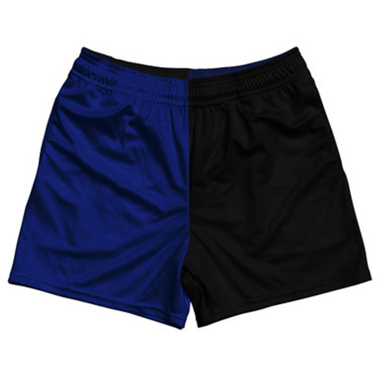 Blue Royal And Black Quad Color Rugby Gym Short 5 Inch Inseam With Pockets Made In USA