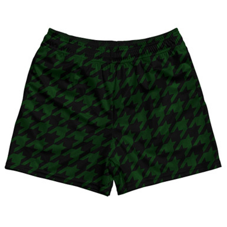 Green Forest And Black Houndstooth Rugby Gym Short 5 Inch Inseam With Pockets Made In USA