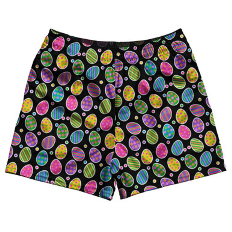 Easter Egg Rugby Gym Short 5 Inch Inseam With Pockets Made In USA - Black Yellow White