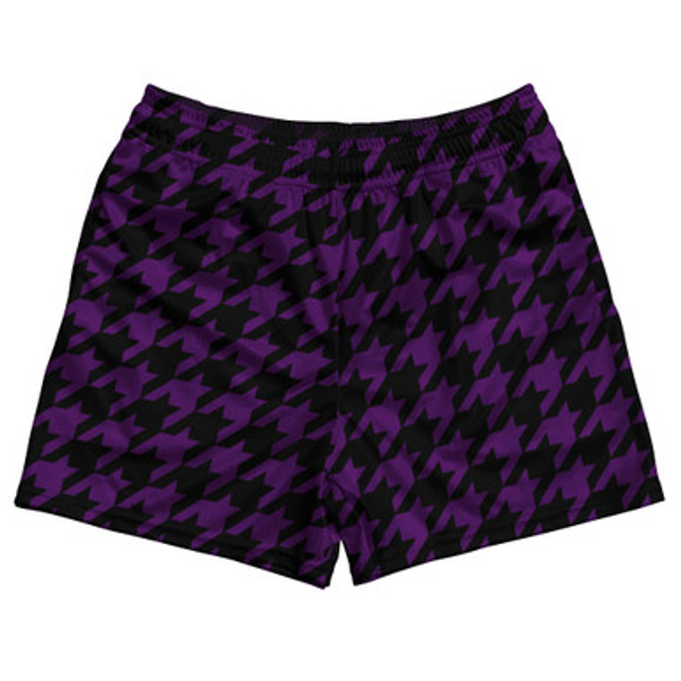 Purple Medium And Black Houndstooth Rugby Gym Short 5 Inch Inseam With Pockets Made In USA