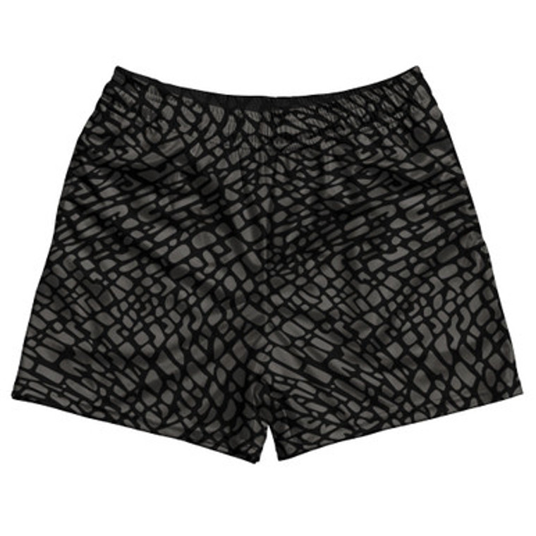 Elephant Skin Pattern Rugby Gym Short 5 Inch Inseam With Pockets Made In USA - Black