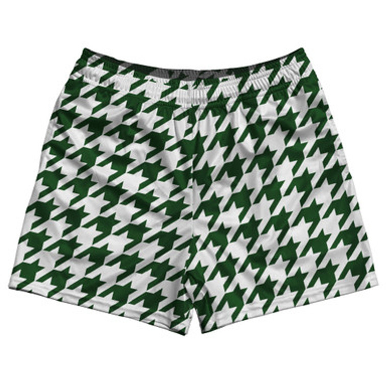 Green Hunter And White Houndstooth Rugby Gym Short 5 Inch Inseam With Pockets Made In USA