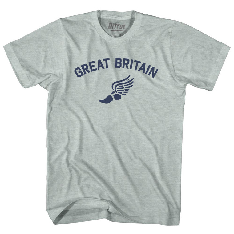 Great Britain Track Running Winged Foot Adult Tri-Blend T-shirt - Athletic Cool Grey Great Britain Track Running Winged Foot Adult Tri-Blend T-shirt - Athletic Cool Grey