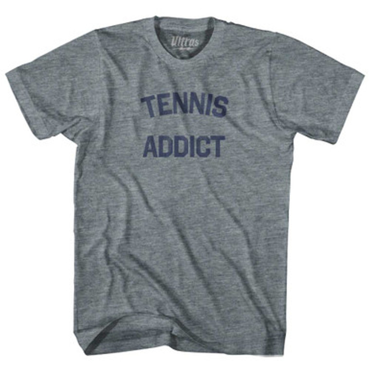 Tennis Addict Adult Tri-Blend T-shirt - Athletic Grey