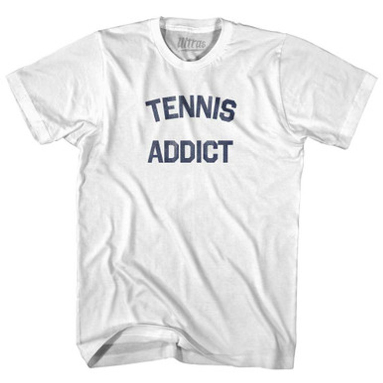 Tennis Addict Adult Cotton T-shirt-White