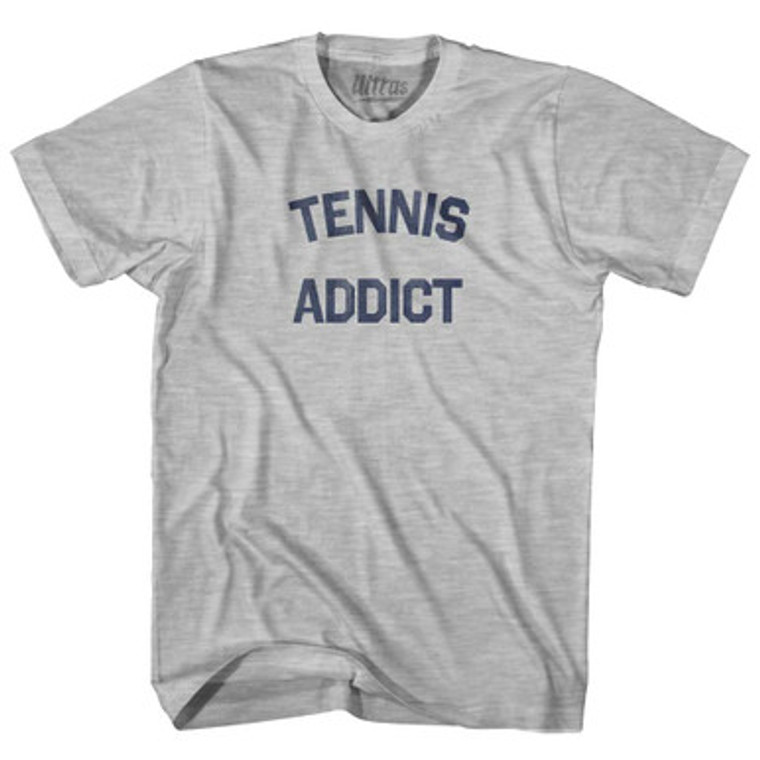 Tennis Addict Adult Cotton T-shirt - Grey Heather