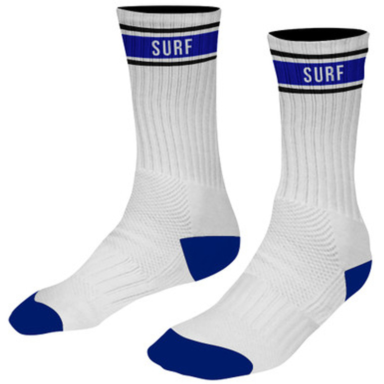 Surf Athletic Crew Socks - White Blue