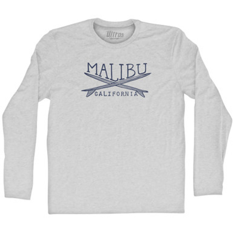 Malibu Surf Adult Cotton Long Sleeve T-shirt - Grey Heather