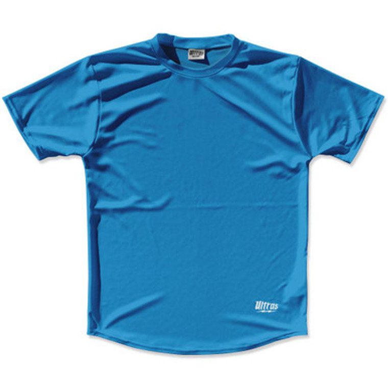 Surf Blue Custom Solid Color Running Shirt Made in USA-Surf Blue