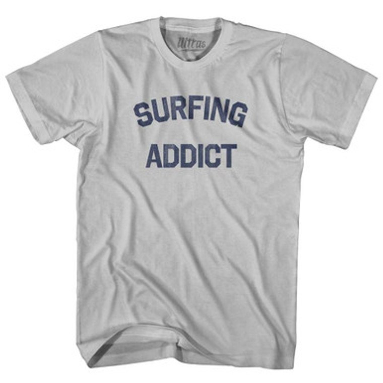 Surfing Addict Adult Cotton T-shirt - Cool Grey