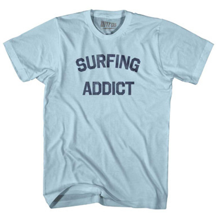 Surfing Addict Adult Cotton T-shirt - Light Blue