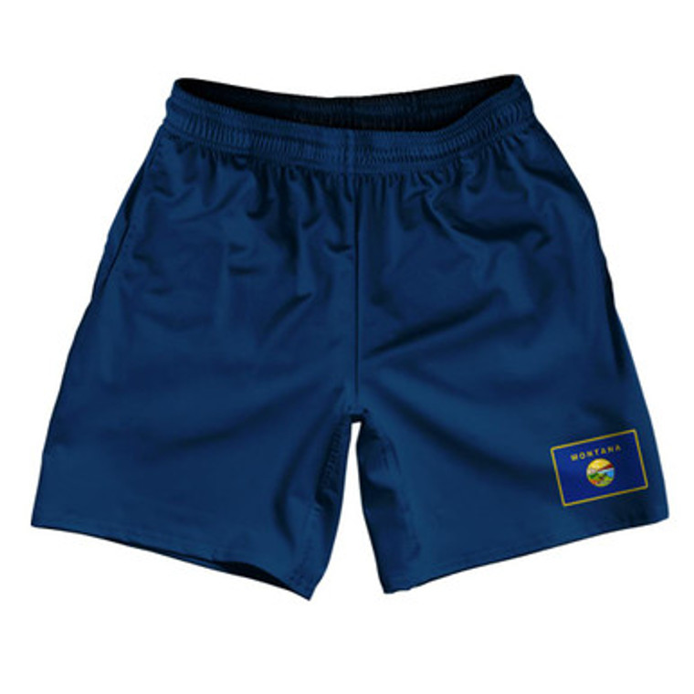 Montana State Heritage Flag Athletic Running Fitness Exercise Shorts 7" Inseam Made in USA Shorts by Ultras