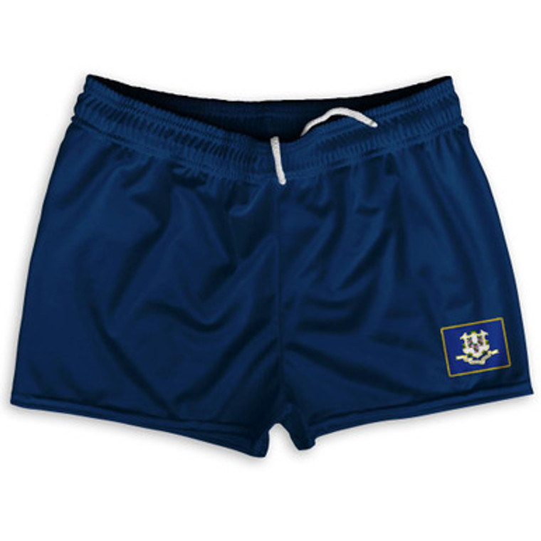 Connecticut State Heritage Flag Shorty Short Gym Shorts 2.5" Inseam Made in USA by Ultras