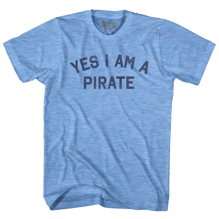 Yes I Am A Pirate Adult Tri-Blend T-shirt - Athletic Blue