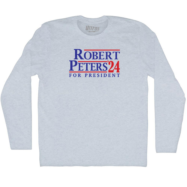 Robert Peters For President 24 Adult Tri-Blend Long Sleeve T-shirt - Athletic White