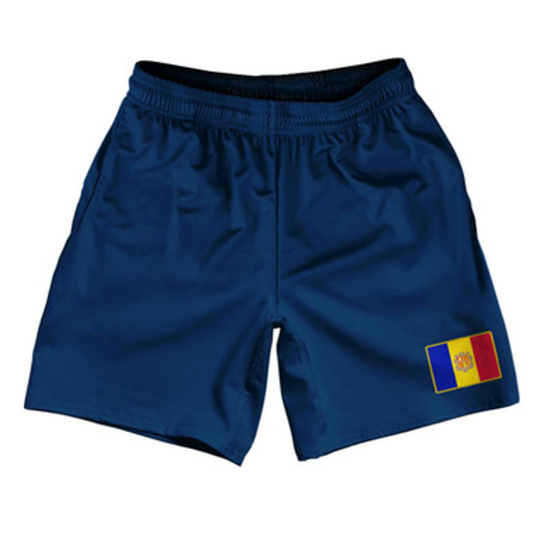 Andorra Country Heritage Flag Athletic Running Fitness Exercise Shorts 7" Inseam Made In USA Shorts by Ultras