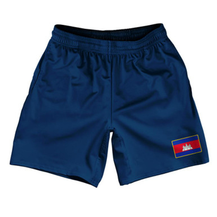 Cambodia Country Heritage Flag Athletic Running Fitness Exercise Shorts 7" Inseam Made In USA Shorts by Ultras
