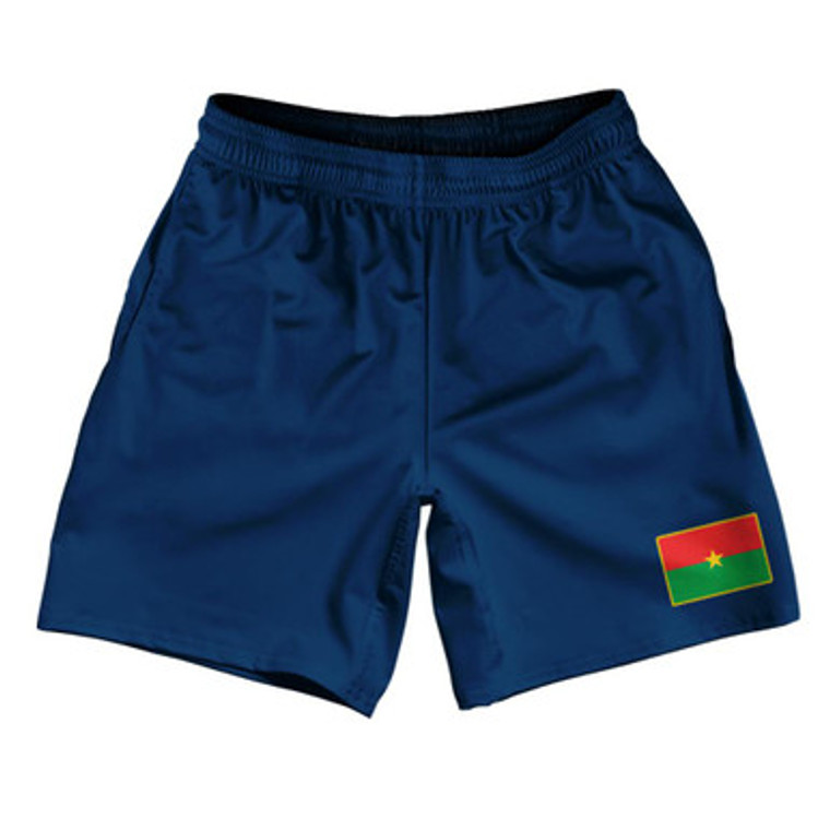 Burkina Faso Country Heritage Flag Athletic Running Fitness Exercise Shorts 7" Inseam Made In USA Shorts by Ultras