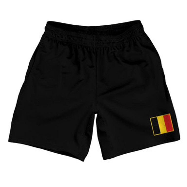 Belgium Country Heritage Flag Athletic Running Fitness Exercise Shorts 7" Inseam Made In USA Shorts by Ultras