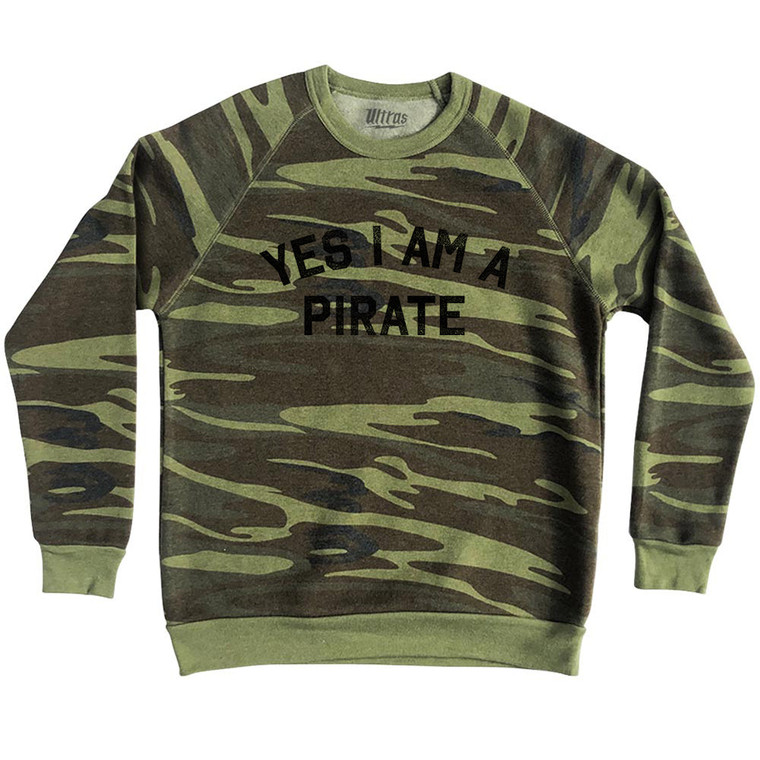 Yes I Am A Pirate Adult Tri-Blend Sweatshirt - Camo