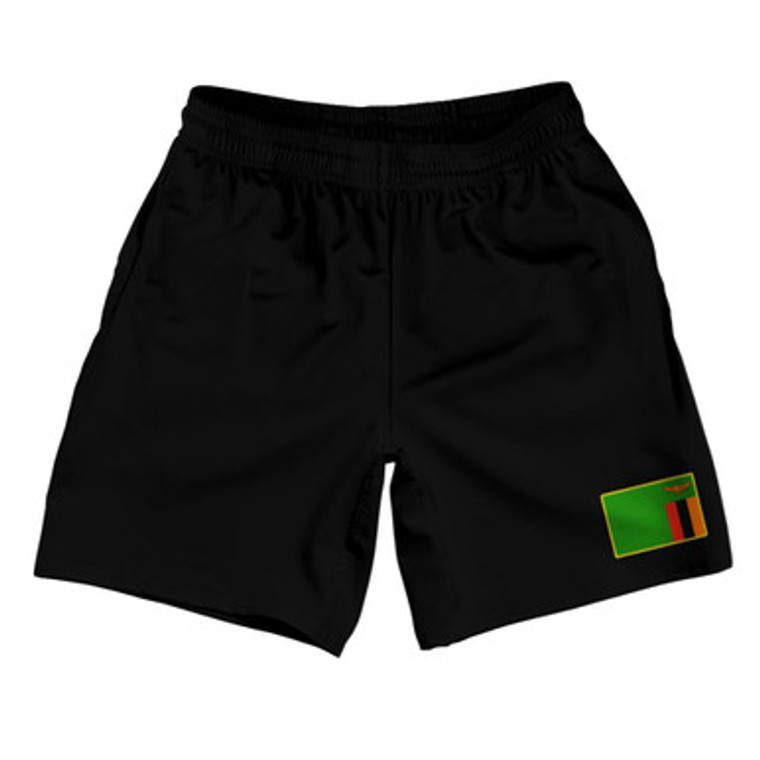 Zambia Country Heritage Flag Athletic Running Fitness Exercise Shorts 7" Inseam Made In USA Shorts by Ultras