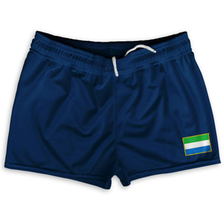 Sierra Leone Country Heritage Flag Shorty Short Gym Shorts 2.5" Inseam Made In USA by Ultras