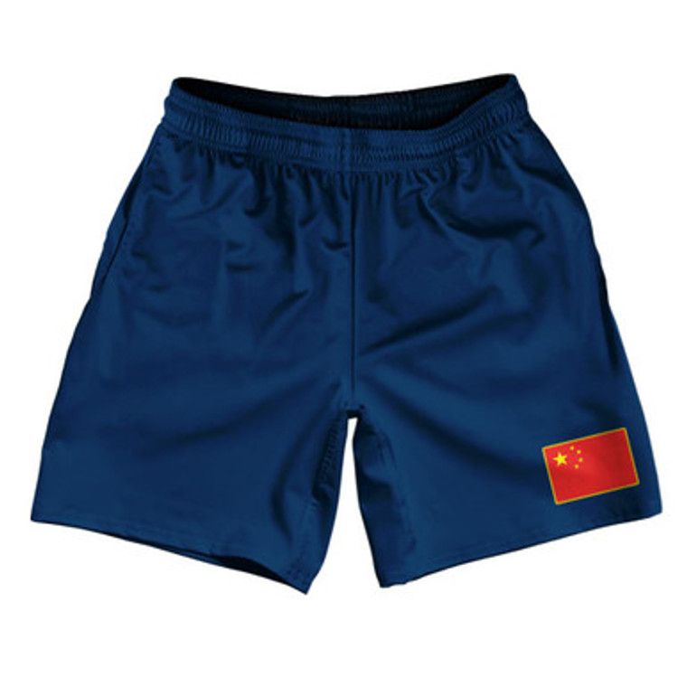 China Country Heritage Flag Athletic Running Fitness Exercise Shorts 7" Inseam Made In USA Shorts by Ultras