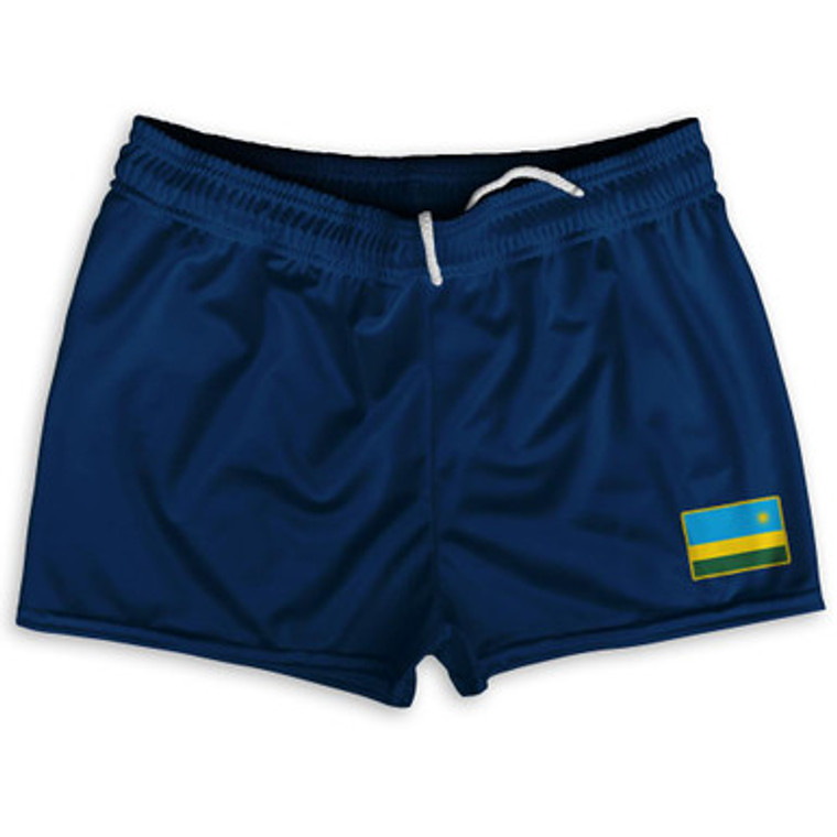 Rwanda Country Heritage Flag Shorty Short Gym Shorts 2.5" Inseam Made In USA by Ultras