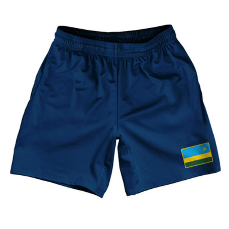 Rwanda Country Heritage Flag Athletic Running Fitness Exercise Shorts 7" Inseam Made In USA Shorts by Ultras