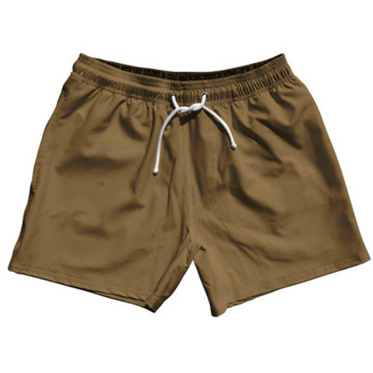 Brown Medium Blank 5" Swim Shorts Made in USA by Ultras