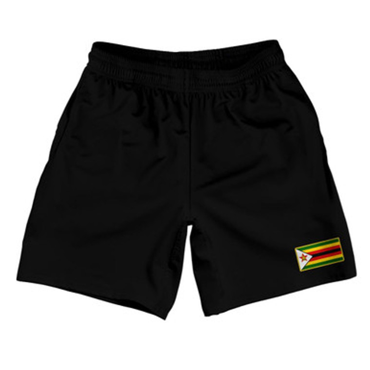 Zimbabwe Country Heritage Flag Athletic Running Fitness Exercise Shorts 7" Inseam Made In USA Shorts by Ultras