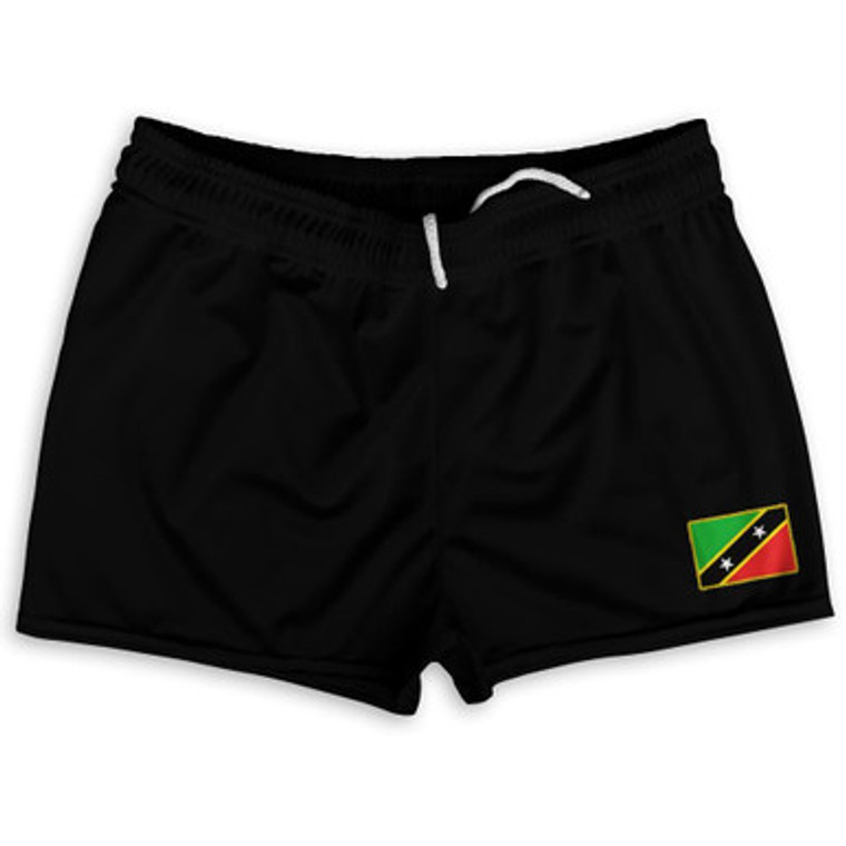 Saint Kitts And Nevis Country Heritage Flag Shorty Short Gym Shorts 2.5" Inseam Made In USA by Ultras