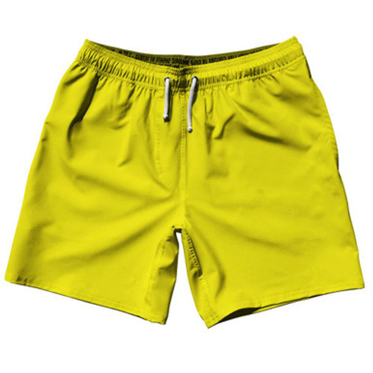 Yellow Bright Blank 7" Swim Shorts Made in USA by Ultras