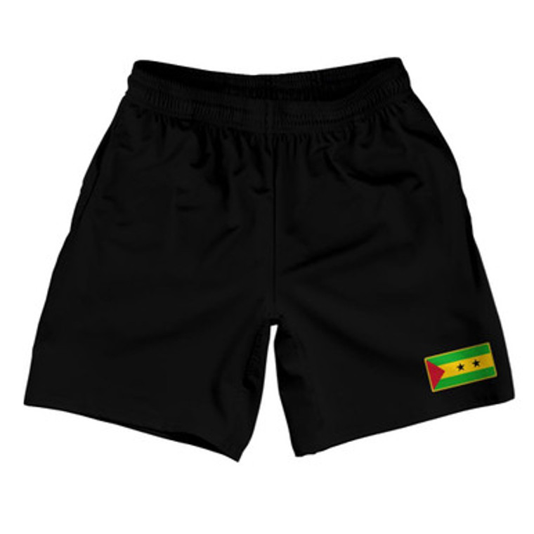 Sao Tome And Principe Country Heritage Flag Athletic Running Fitness Exercise Shorts 7" Inseam Made In USA Shorts by Ultras