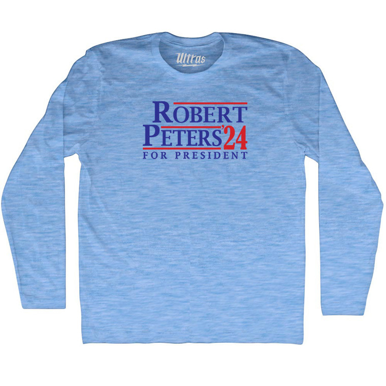 Robert Peters For President 24 Adult Tri-Blend Long Sleeve T-shirt - Athletic Blue