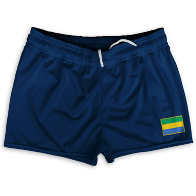 Gabon Country Heritage Flag Shorty Short Gym Shorts 2.5" Inseam Made In USA by Ultras