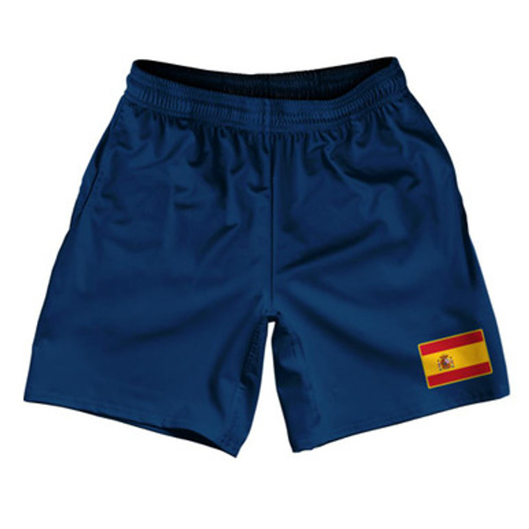 Spain Country Heritage Flag Athletic Running Fitness Exercise Shorts 7" Inseam Made In USA Shorts by Ultras